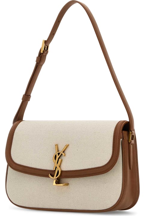 Saint Laurent Sand Canvas Solferino Shoulder Bag