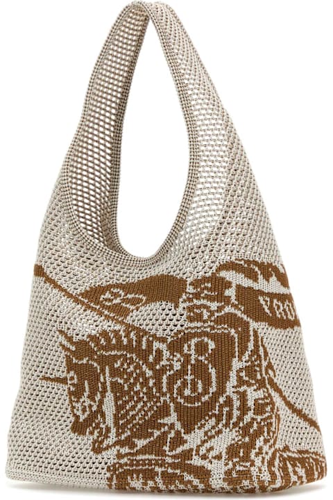 Burberry White Crochet Shopping Bag
