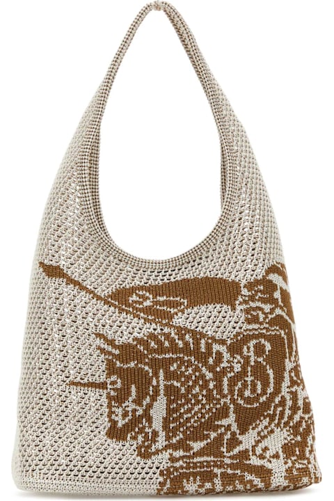 Burberry White Crochet Shopping Bag