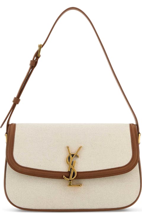 Saint Laurent Sand Canvas Solferino Shoulder Bag